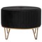 Fabulaxe Round Velvet Ottoman Stool Raised with Hairpin Gold Base, Black, Large QI004324.BK.L - alternate 1